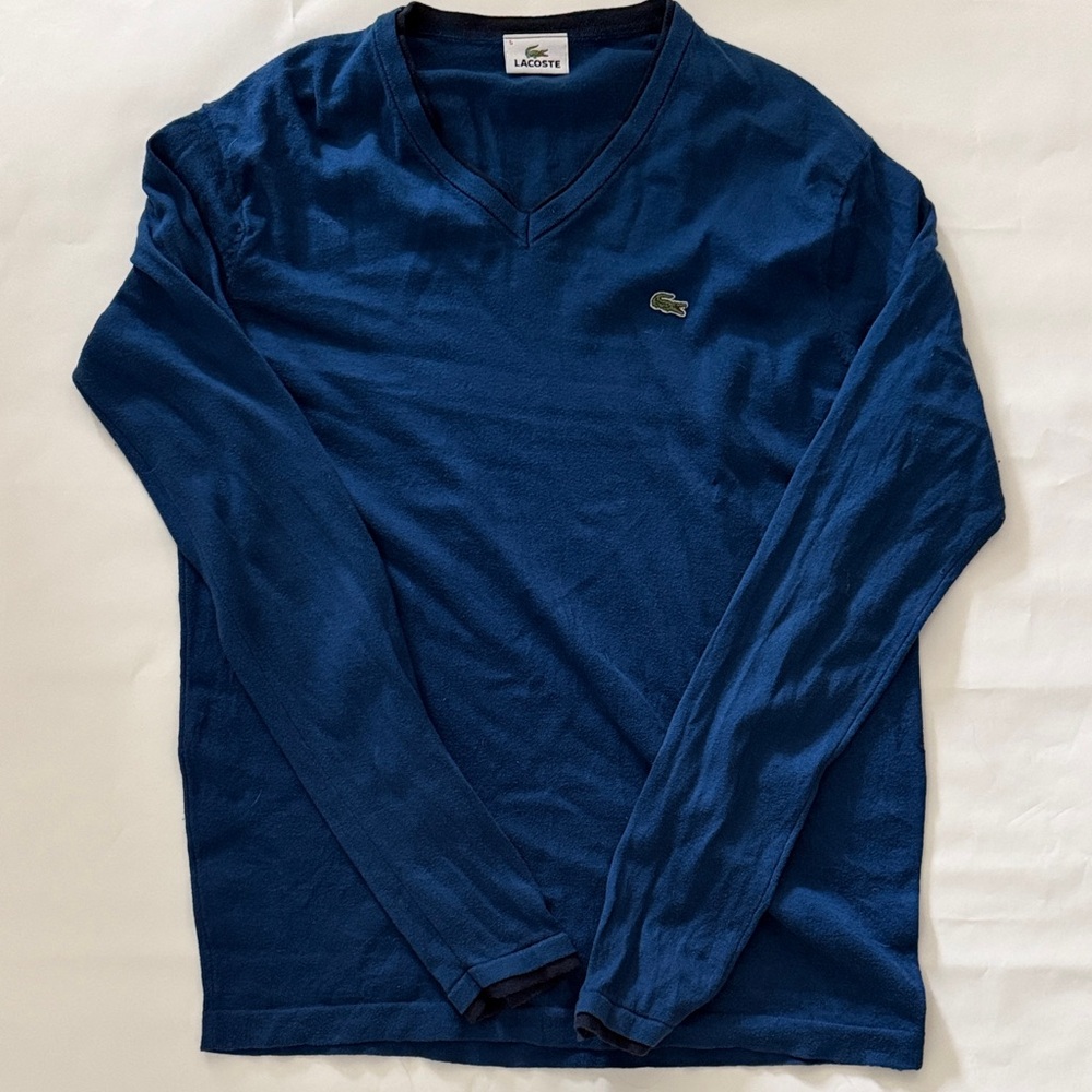 Lacoste Deep Blue V-Neck Long Sleeve Pullover